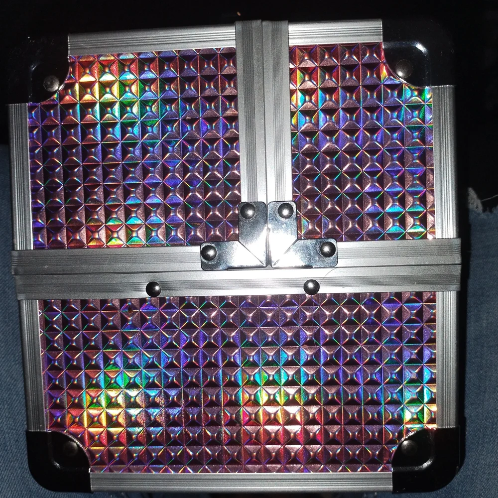 Holographic Pink and Silver Makeup Case